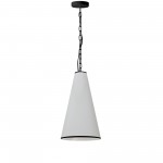 Prym Incandescent Pendant, Matte Black with White Shade and Black Trim, S