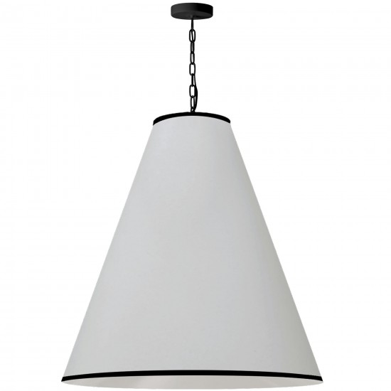 Prym Incandescent Pendant, Matte Black with White Shade and Black Trim