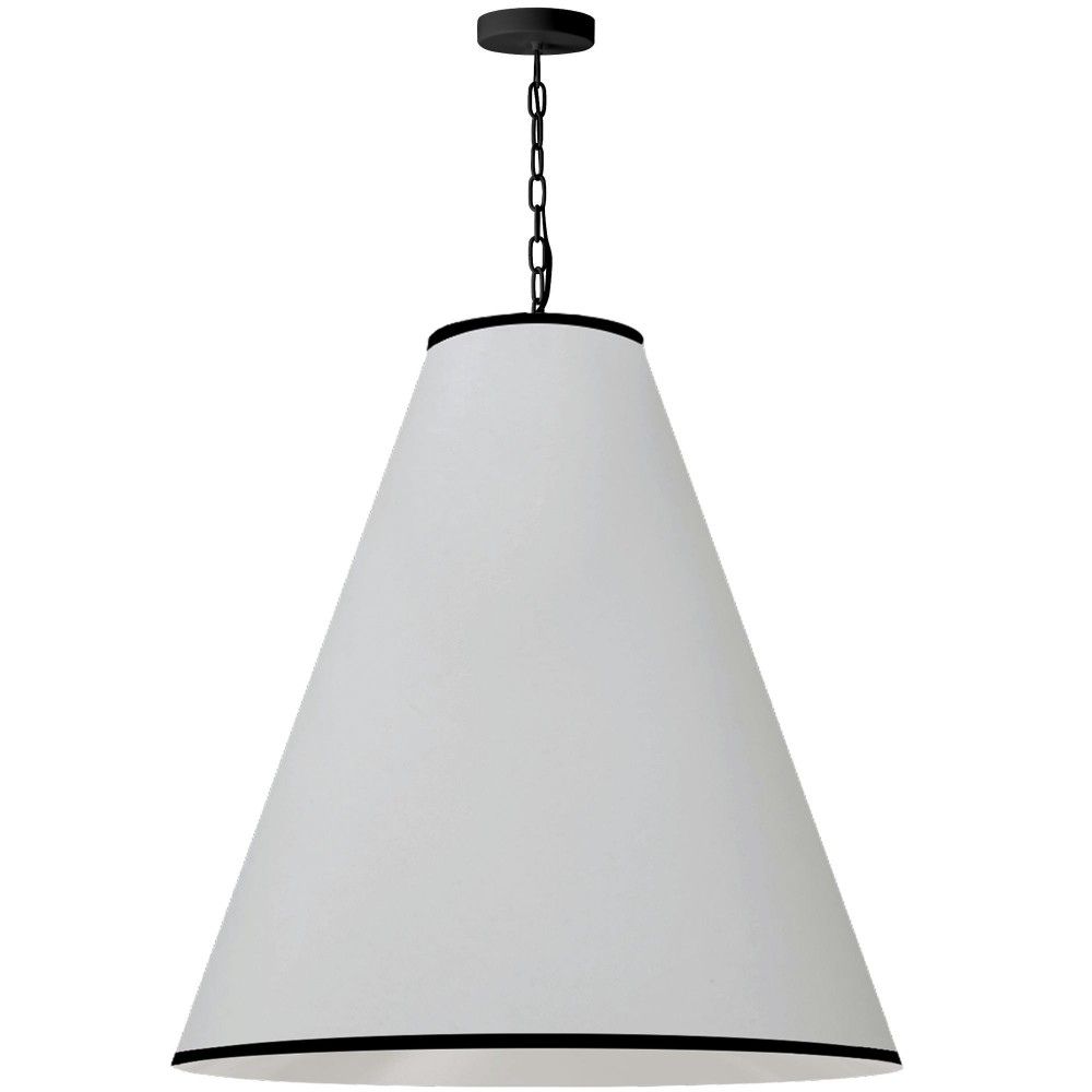 Prym Incandescent Pendant, Matte Black with White Shade and Black Trim