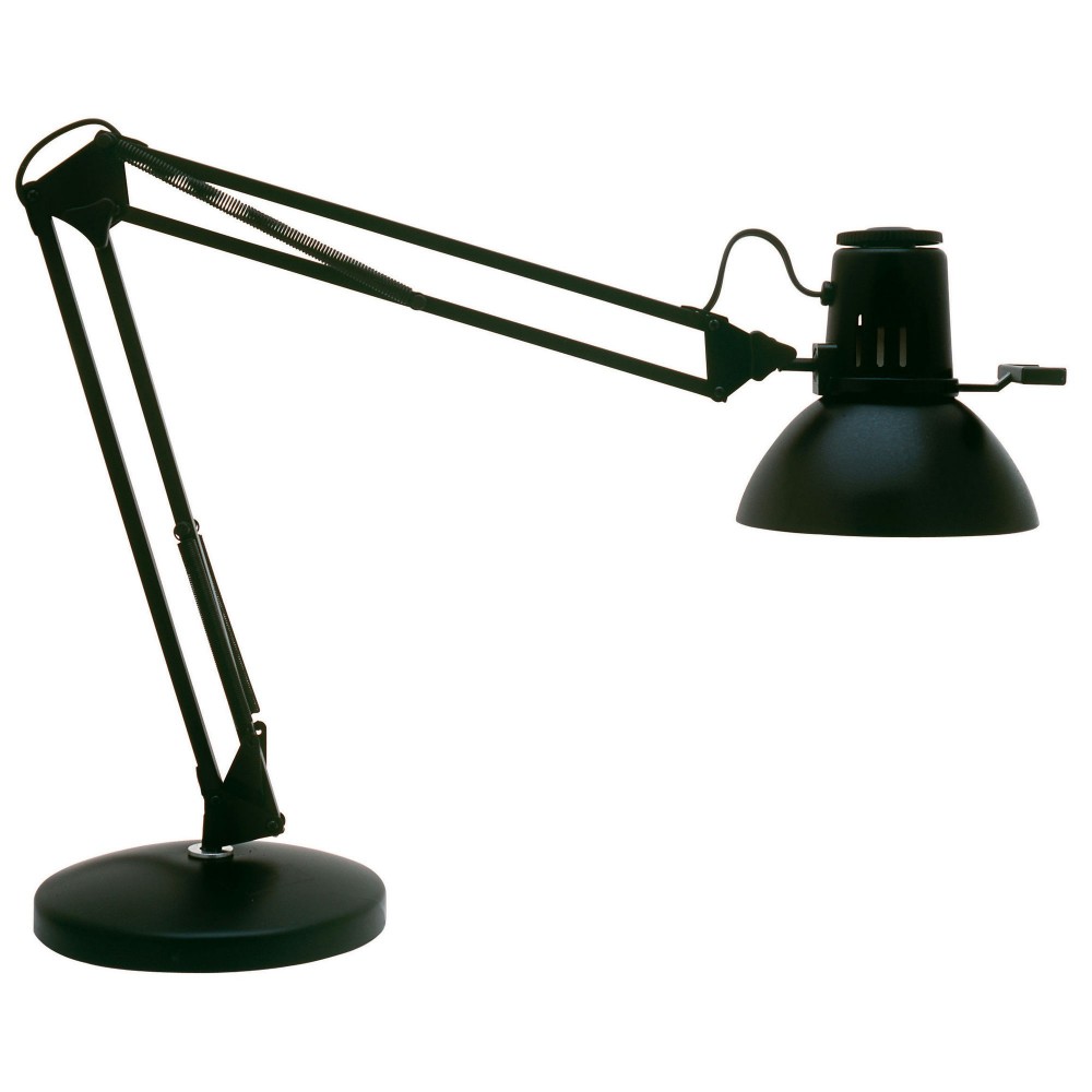 Spring Balanced Arm Desk Lamp, Gloss Black, 36" Reach