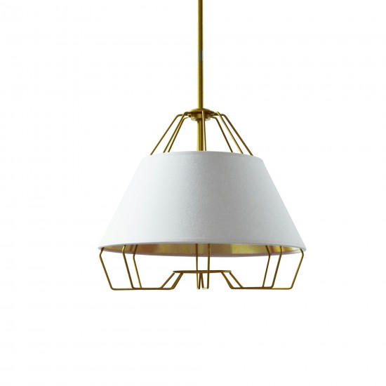 1 Light Gold Pendant with White on Gold Hardback Shade