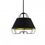 1 Light Black Pendant with Black on Gold Hardback Shade