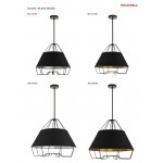 1 Light Black Pendant with Black on Gold Hardback Shade