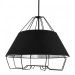 4 Light Black Pendant with Black on Silver Hardback Shade