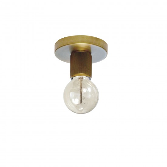 Incandescent Flush Mount, Aged Brass, Small