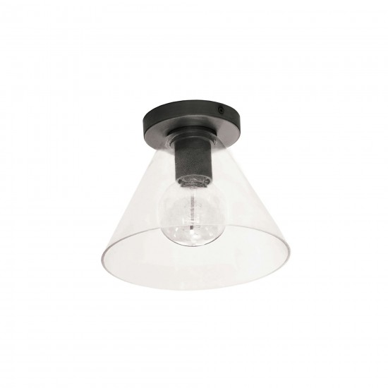 1 Light Matte Black Flush Mount w/ Clear Glass