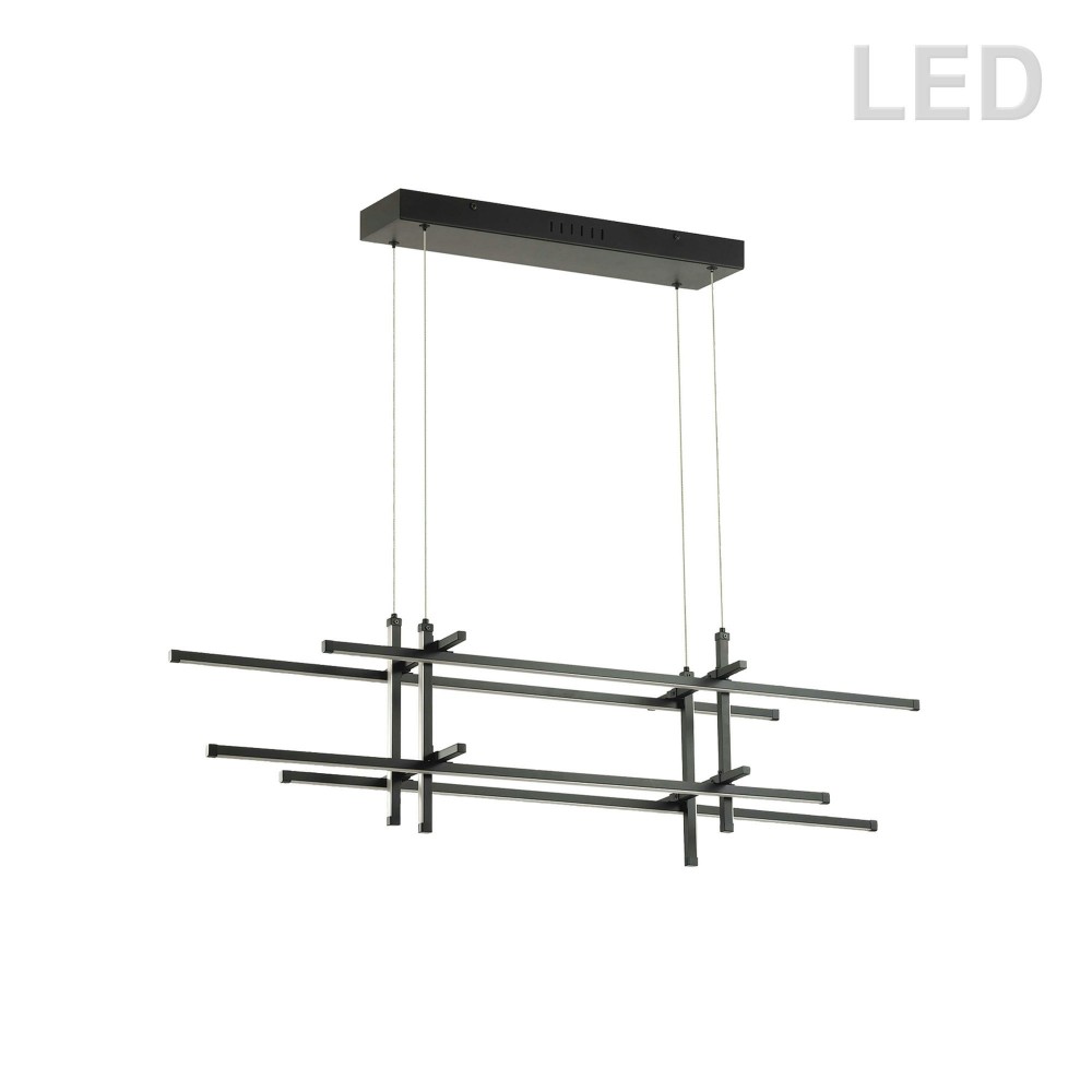 60W Horizontal Pendant, Matte Black with White Acrylic Diffuser