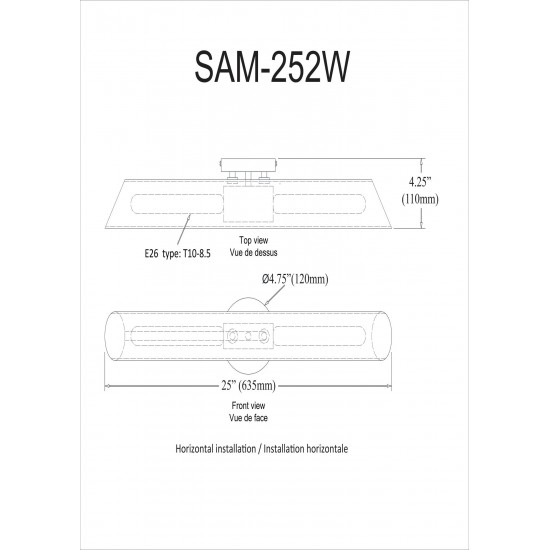 Samantha 2 Light Polished Chrome Vanity w/ Clear Fluted Glass , SAM-252W-PC