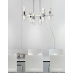 12 Light Horizontal Polished Chrome Chandelier w/ Clear Fluted Glass