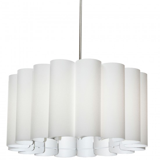 4 Light Sandra Pendant, JTone White, Polished Chrome