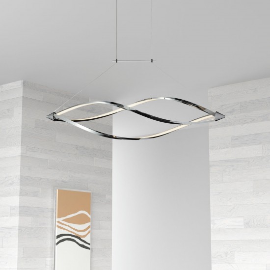 37 Watts LED Horizontal Pendant with Swooped Arms, Polished Chrome Finish