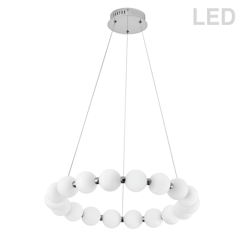 24W Polished Chrome Chandelier w/ White Acrylic