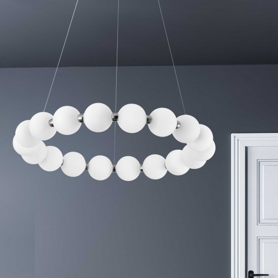 24W Polished Chrome Chandelier w/ White Acrylic