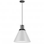 1 Light Incandescent Pendant, Matte White with Matte Black Accent