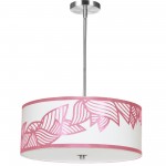 4 Light Pendant Polished Chrome Pink and White Shade