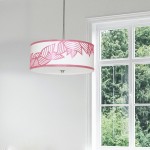 4 Light Pendant Polished Chrome Pink and White Shade