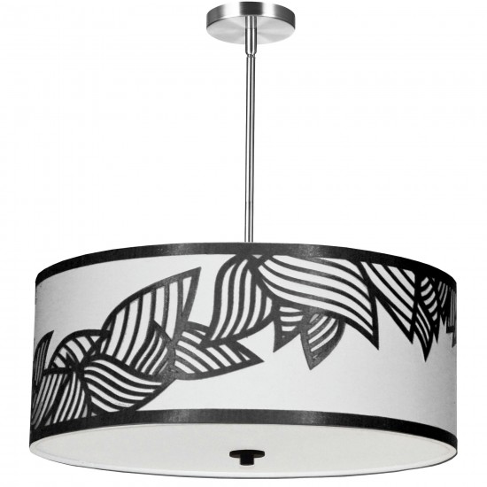 4 Light Pendant Polished Chrome Black and White Shade