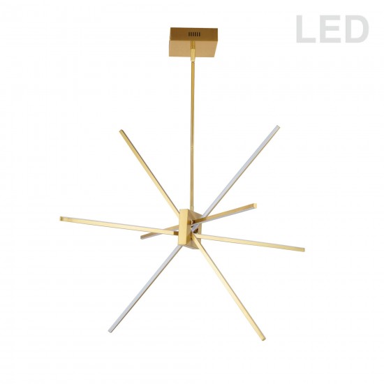 46W LED Aged Brass Pendant with White Acrylic Diffuser