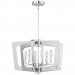 6 Light Chandelier, Polished Chrome Finish with Chrome and Clear Acrylic Arms