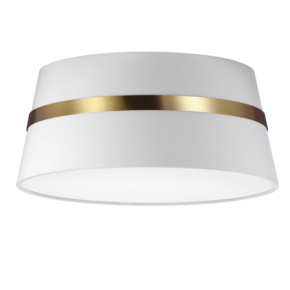 3 Light Incandescent Aged Brass Semi-Flush Mount w/ White Shade