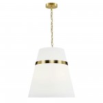 3 Light Incandescent Aged Brass Pendant w/ White Shade