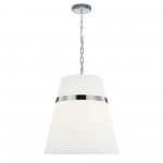 3 Light Incandescent Polished Chrome Pendant w/ White Shade