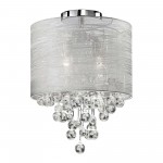 2 Light Incandescent Polished Chrome Crystal Flush Mount w/ Silver Organza Shade