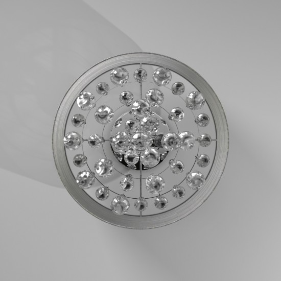 2 Light Incandescent Polished Chrome Crystal Flush Mount w/ Silver Organza Shade