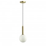 Incandescent Ball Pendant, Aged Brass with White Glass
