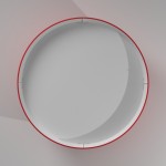 LED Flush Mount, Tapered Drum Shade, Red