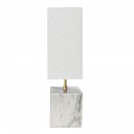 1 Light Incandescent Table Lamp, White / Aged Brass White Shade