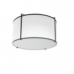 Trapezoid 2 Light Flush Mount Drum White Shade w/ White Fabric Diffuser