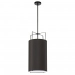 4 Light Pendant Black Drum Shade w/ White Fabric Diffuser