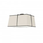 3 Light Black Flush Mount Cream Shade w/ White Fabric Diffuser
