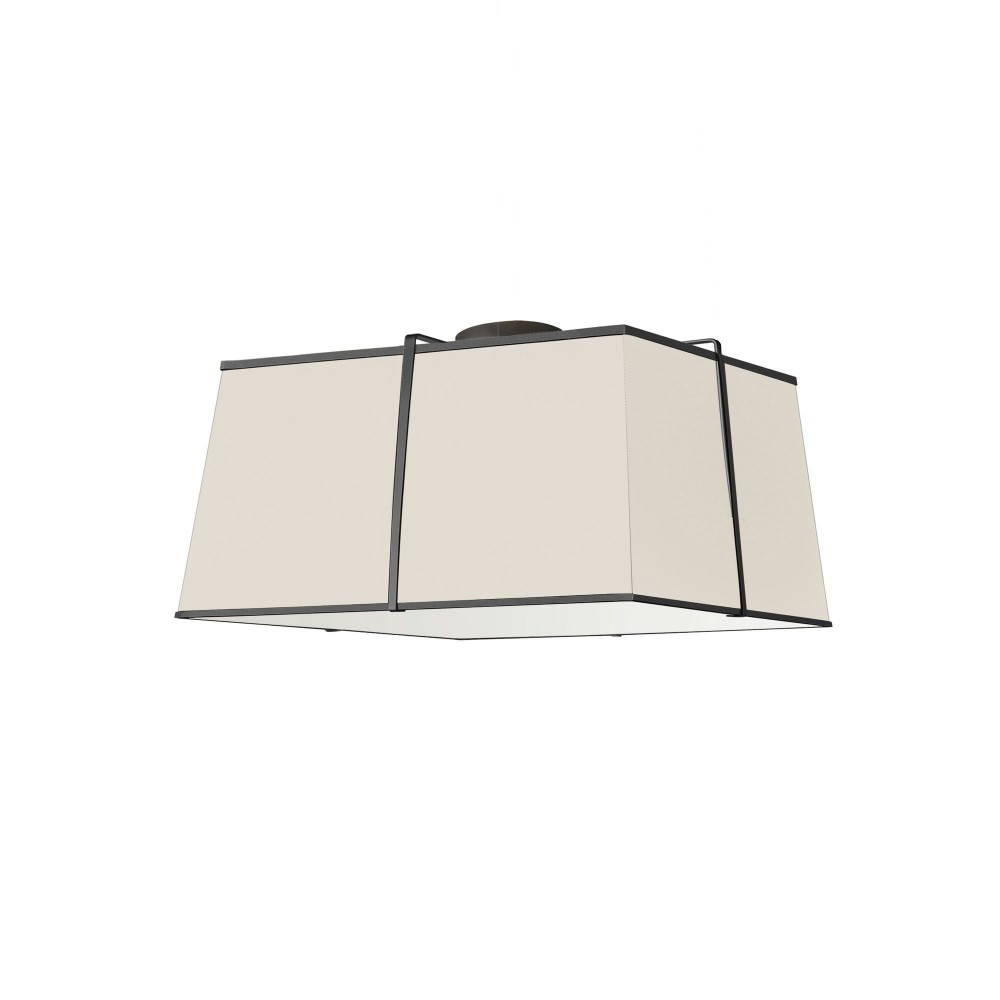 3 Light Black Flush Mount Cream Shade w/ White Fabric Diffuser 3 Light Black Flush Mount Cream Shade w/ White Fabric Diffuser