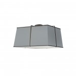 3 Light Black Flush Mount Grey Shade w/ White Fabric Diffuser