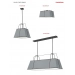 3 Light Black Flush Mount Grey Shade w/ White Fabric Diffuser