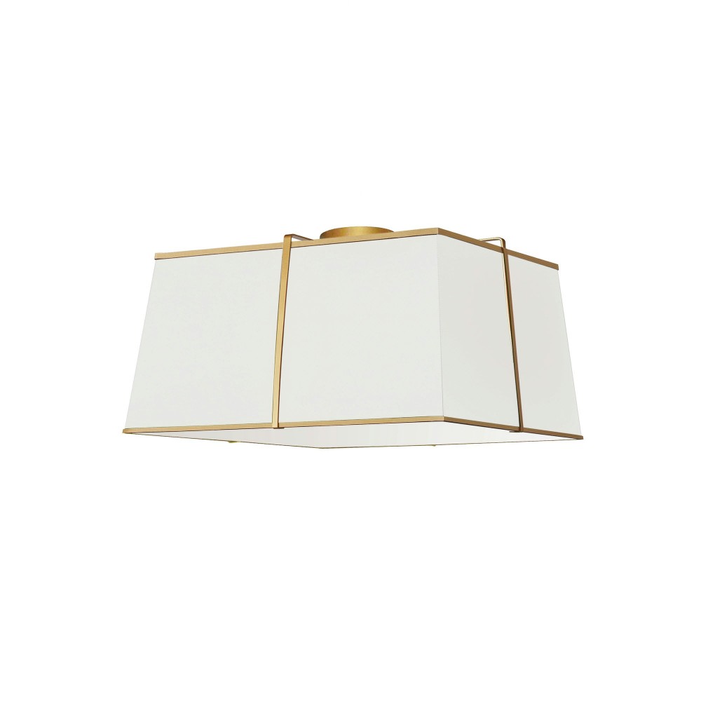 3 Light Gold Flush Mount White Shade w/ White Fabric Diffuser 3 Light Gold Flush Mount White Shade w/ White Fabric Diffuser