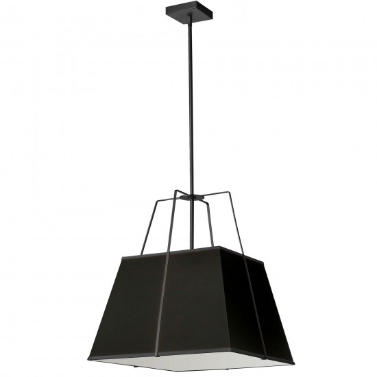 1 Light Pendant Black w/ White Fabric Diffuser