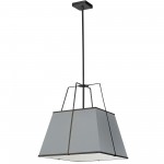 1 Light Black Pendant Grey Shade w/ White Fabric Diffuser