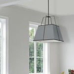 1 Light Black Pendant Grey Shade w/ White Fabric Diffuser