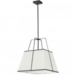 1 Light Black Pendant White Shade w/ White Fabric Diffuser