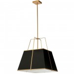 1 Light Gold Pendant Black Shade w/ White Fabric Diffuser