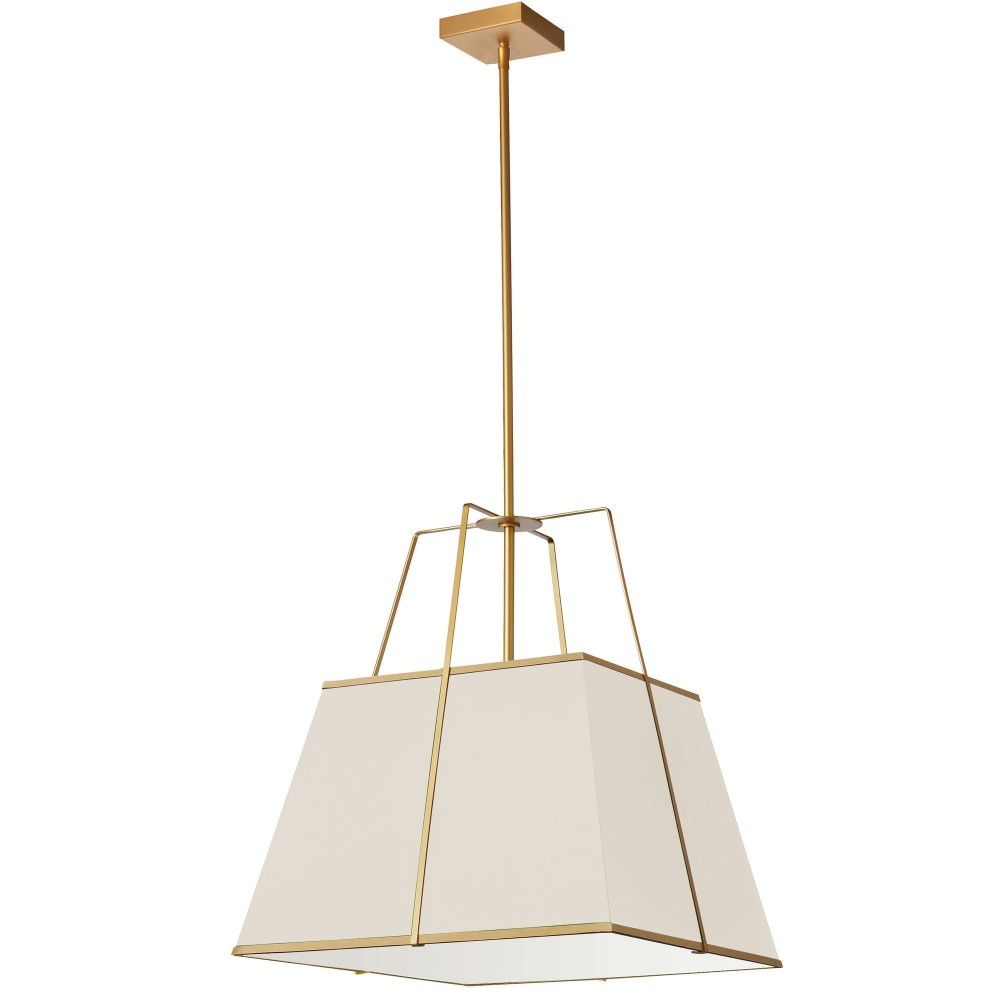 1 Light Gold Pendant Cream Shade w/ White Fabric Diffuser