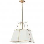 1 Light Gold Pendant White Shade w/ White Fabric Diffuser