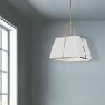 1 Light Gold Pendant White Shade w/ White Fabric Diffuser