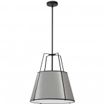 1 Light Trapezoid Pendant Black Grey Shade with 790 Diffuser