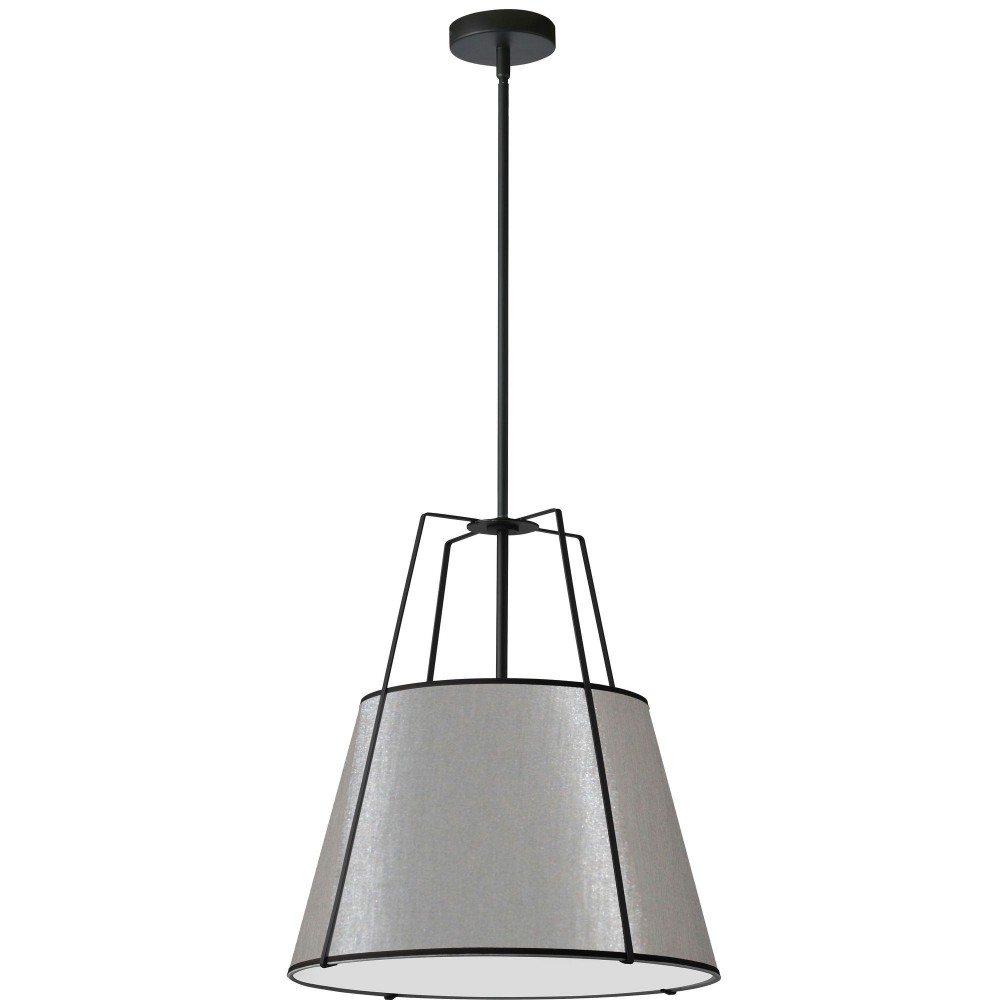 1 Light Trapezoid Pendant Black Grey Shade with 790 Diffuser