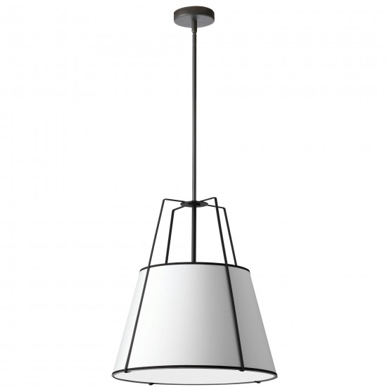 1 Light Trapezoid Pendant Black White Shade with 790 Diffuser