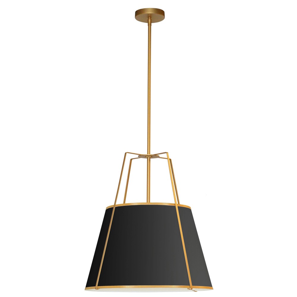 1 Light Trapezoid Pendant Gold/Black Shade w/ White Fabric Diffuser 1 Light Trapezoid Pendant Gold/Black Shade w/ White Fabric Diffuser